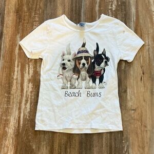 Hanes White Kids Short Sleeve Tee with Dog Print